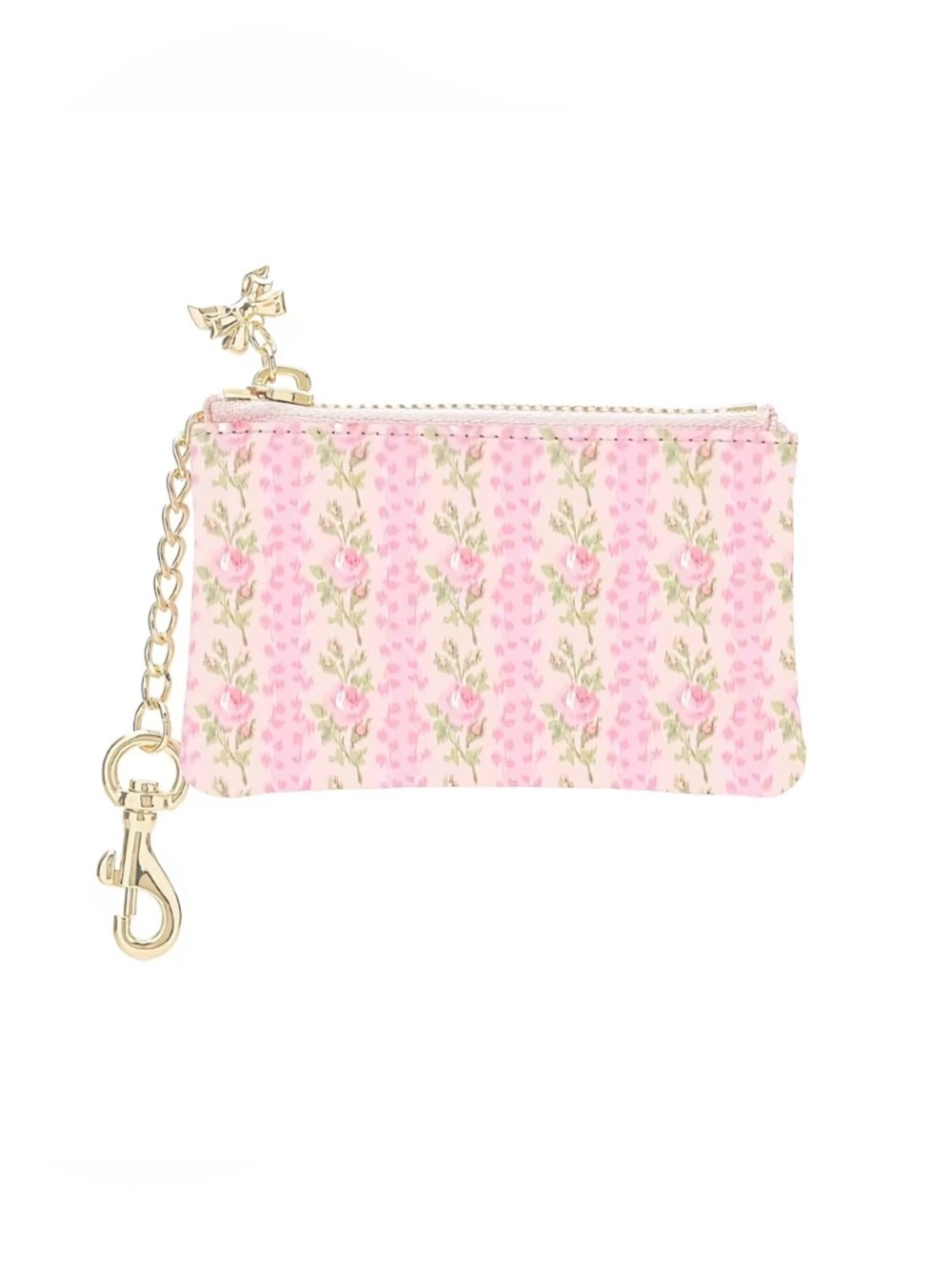 Love Shack Fancy Blooming heirloom Pink Floral Zip Pouch Keychain wallet new